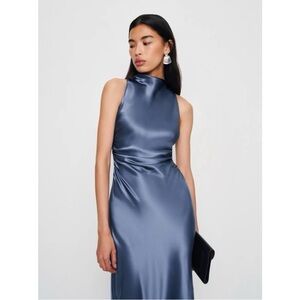 Reformation Cassette dress in 100% silk , Cornflower Blue